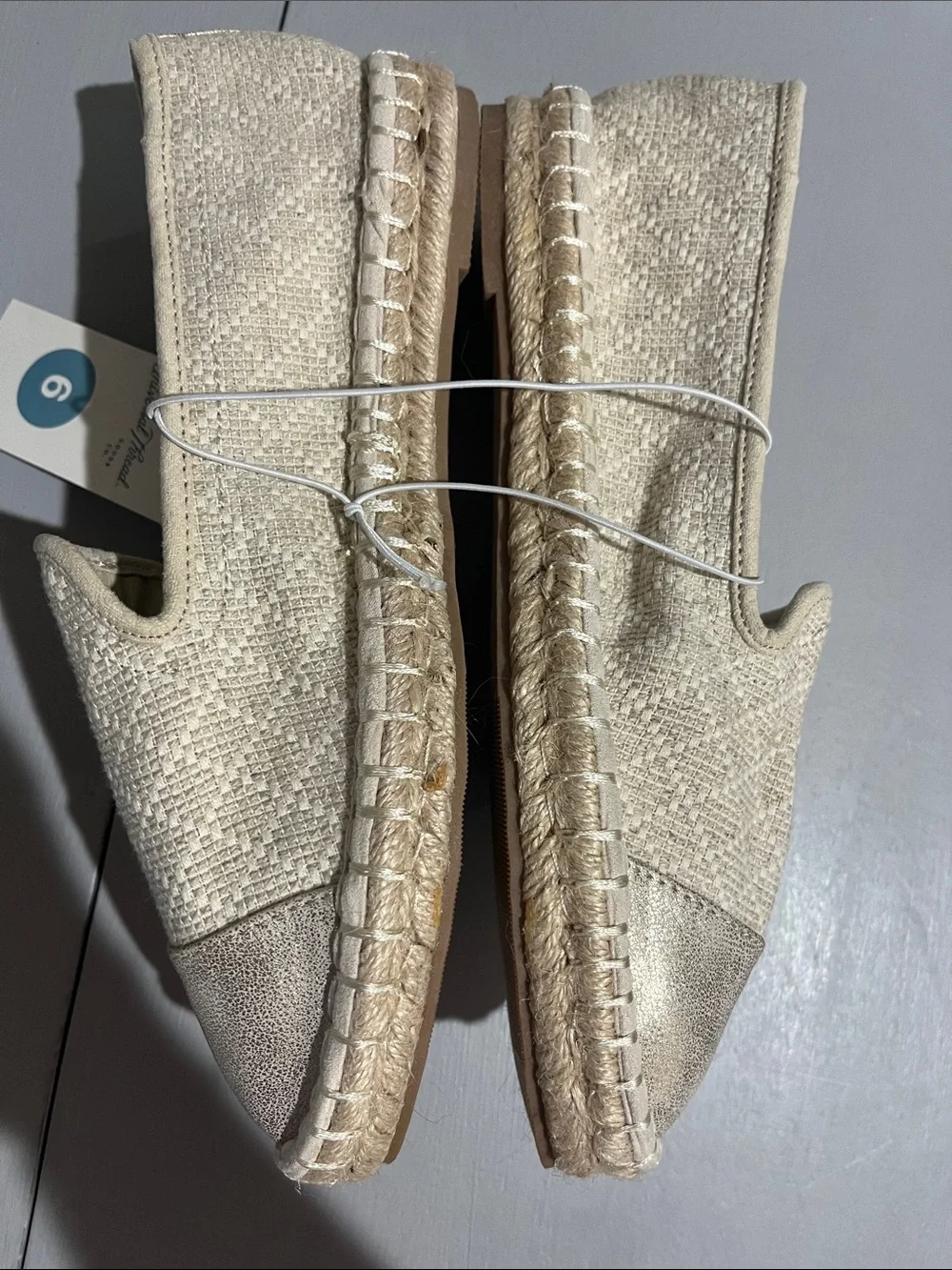 Universal Thread Cream Woven Espadrille Loafers with Metallic Toe